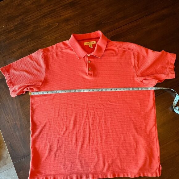 Men's Tommy Bahama Orange Ribbed Polo Shirt, short sleeve, Size XXL - Picture 10 of 11